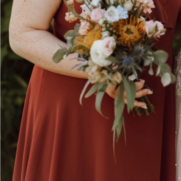 Hush Collections Rust Orange Bridesmaid Formal Dress - Picture 2 of 2